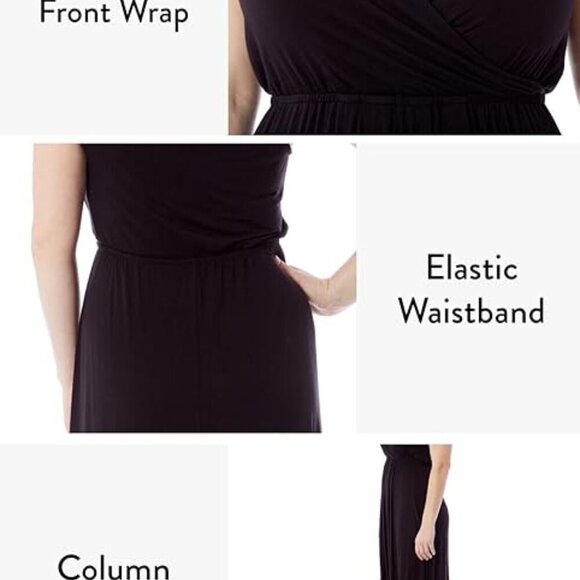 Rohb by Joyce Azria Long Black Maxi Faux Wrap Dress, Size XS - Picture 12 of 14